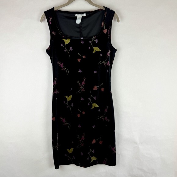 Rampage Dresses & Skirts - Vtg Rampage Y2K 90s Mini Dress Medium Dark Floral Fairy Black Velvet Whimsigoth
